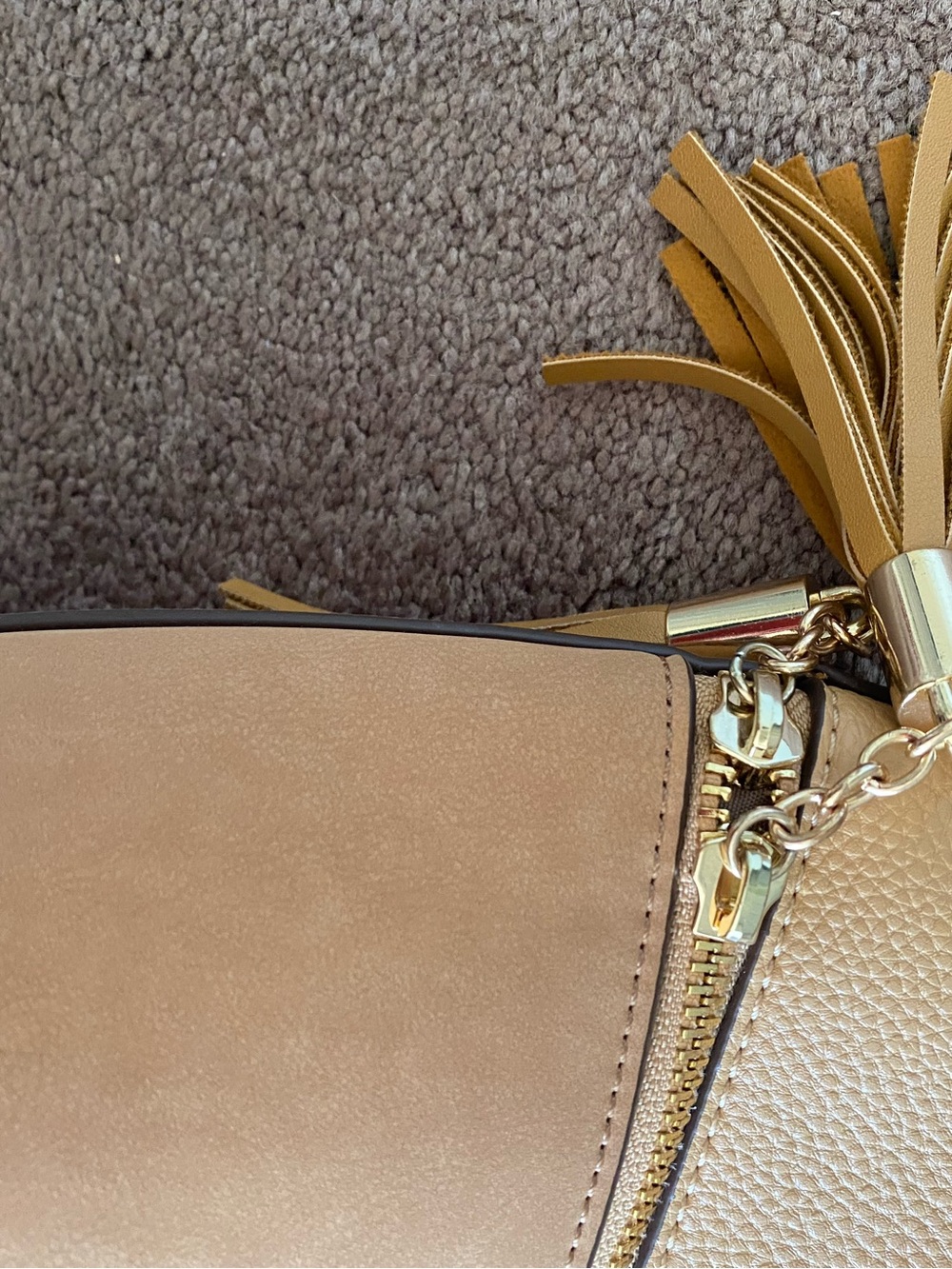 Nanette Lepore Beige Two-Tone Tote with Faux Suede - Picture 4 of 12